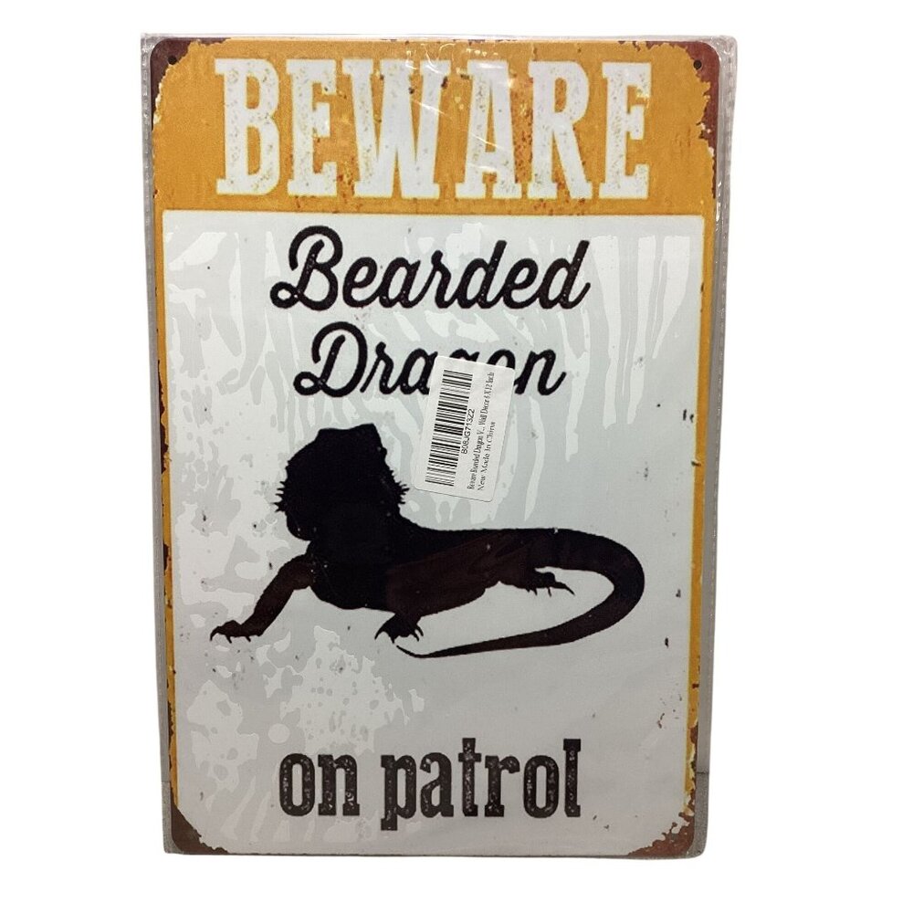 Beware Bearded Dragon Media Golden Era Pin Up Art Tin 12"x 8" Sign Art New